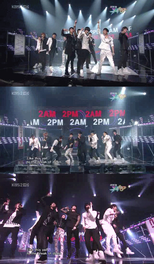 2PM-2AM, 뮤뱅서 최초 합동무대 '우린 한 팀이에요!'