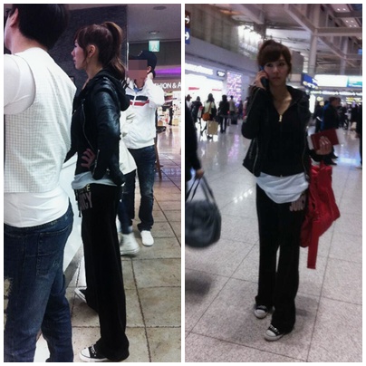 사진 : 공항에서 트레이닝복을 입은 '지나'  
