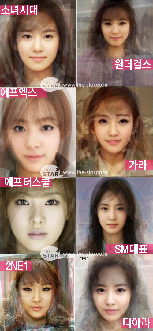 아이돌 평균 얼굴 / 사진 : 온라인 커뮤니티