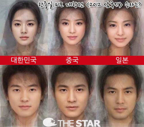 한중일 연예인 평균 얼굴, 미모 '삼국지' 승자는 역시 '한국'