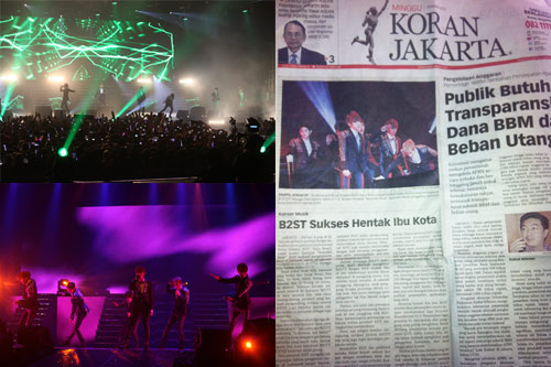 사진 : 비스트 / 인도네시아 공연 장면, '코란 자카르타' 신문에 게재된 비스트