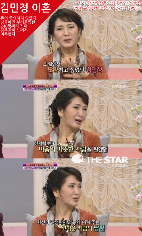 김민정 이혼 이유 / 사진 : KBS 2TV ‘여유만만' 캡처