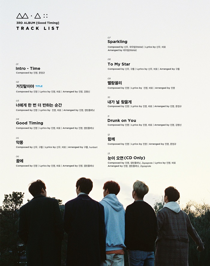 B1A4, 정규3집 트랙리스트 공개…타이틀 진영 자작곡 / 사진: WM 제공