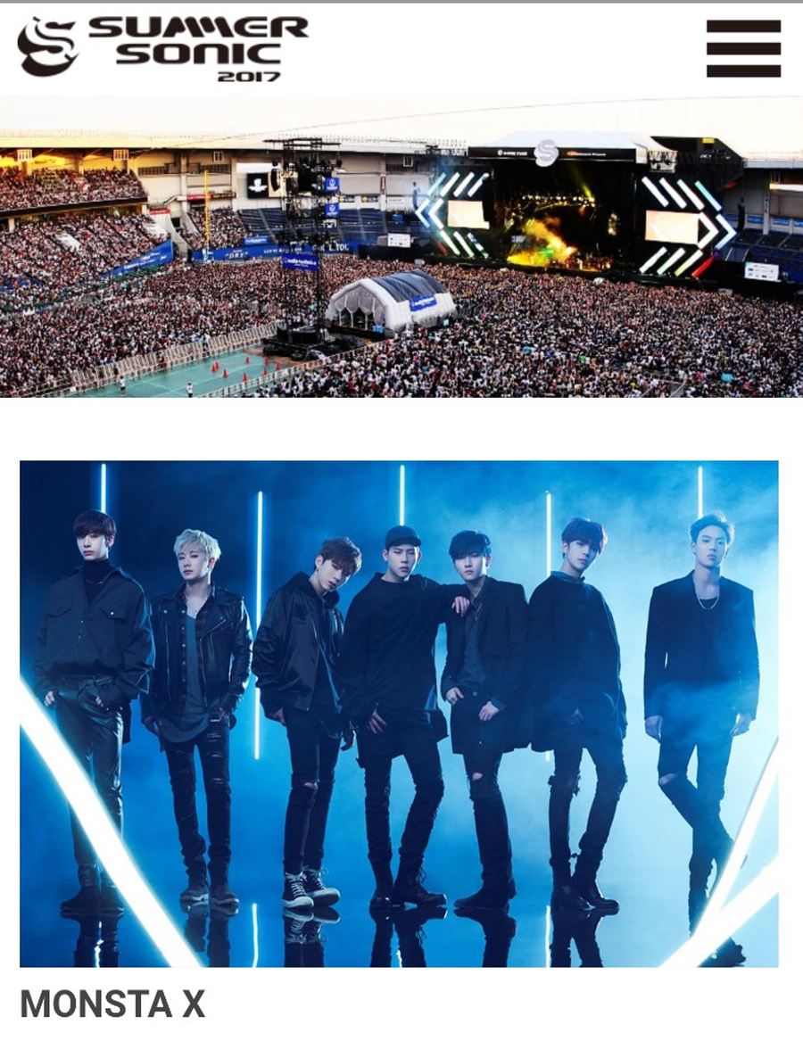 몬스타엑스, 韓 아이돌 대표로 일본 최대 음악축제 '섬머소닉' 참가