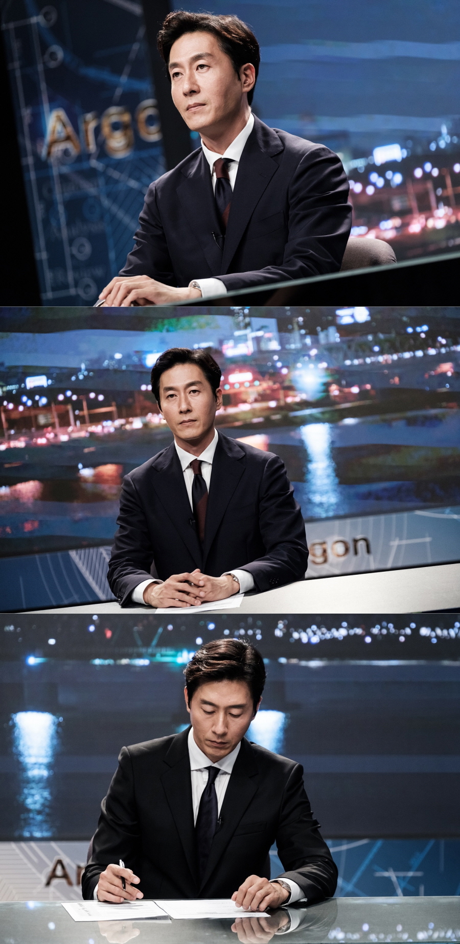 사진 : '아르곤' 김주혁 앵커 변신 / tvN 제공 