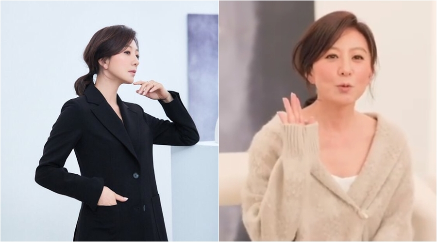 김희애, 블랙 셋업수트에 루즈핏 니트 패션…시크X러블리 오가는 '갓희애'