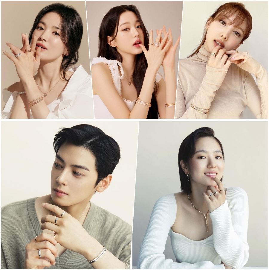 쇼메 캠페인 참여한 스타들 / 사진: 송혜교, 장원영, 나연, 차은우, 전여빈 인스타그램