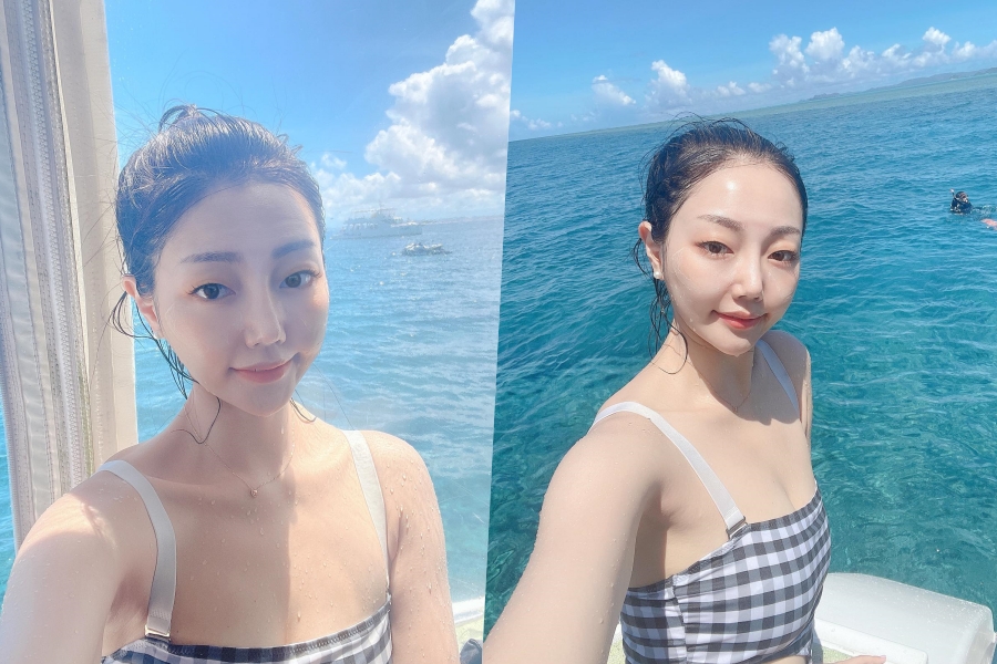 15기 옥순, '♥광수'와 오키나와에서 호핑투어…모노키니에 드러난 완벽 몸매
