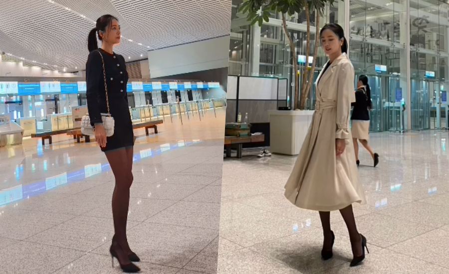 '의사♥' 홍수현, 새벽 3시에 뽐낸 럭셔리 공항 패션…슬림 각선미