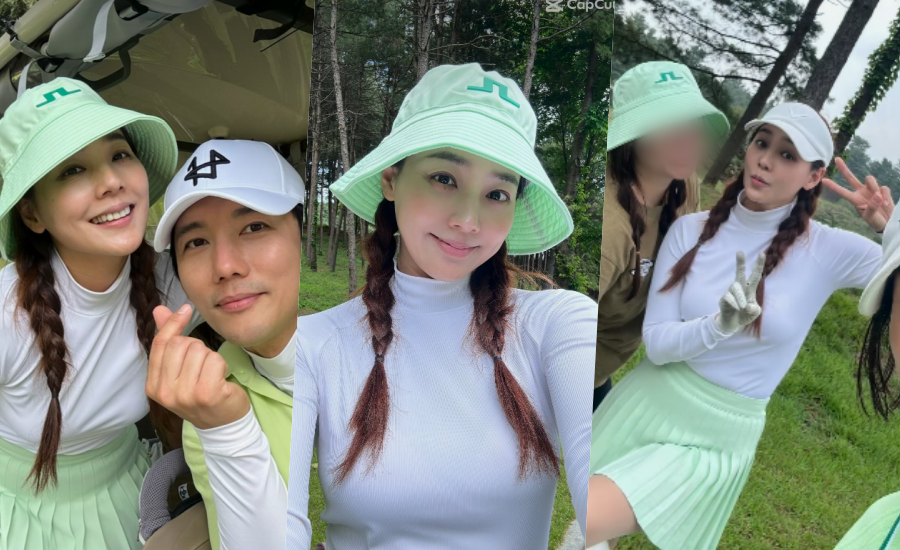 '기태영♥' 유진, 삐삐머리 소녀는 명랑 골프 중…장난꾸러기 일상
