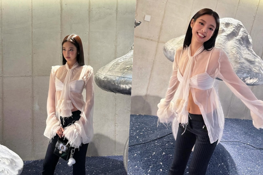 제니, 가슴만 가린 시스루 입고 해맑은 미소…일자 배꼽까지 예쁘네