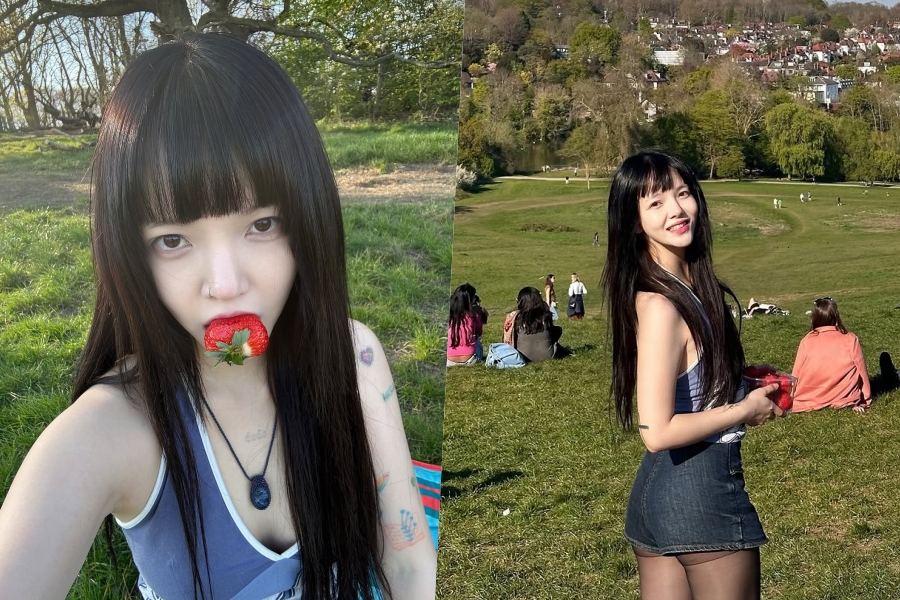 'AOA 탈퇴' 신지민, 英 공원에서 엉밑 드러낸 핫걸…키치한 매력 여전해