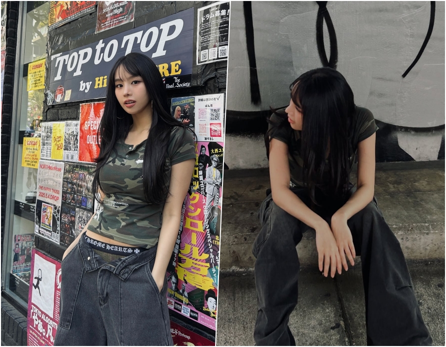 키오프 나띠, 바지 단추는 왜 안 잠근 거야…팬티 라인 드러낸 과감한 패션