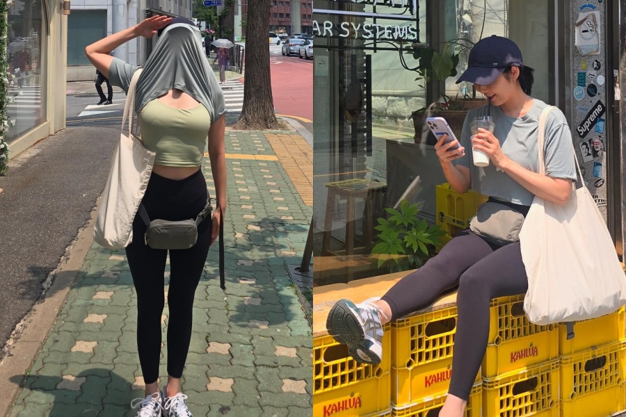 사유리, 아무리 더워도 길 가다 옷을 들어 올리다니…브라톱 대놓고 노출
