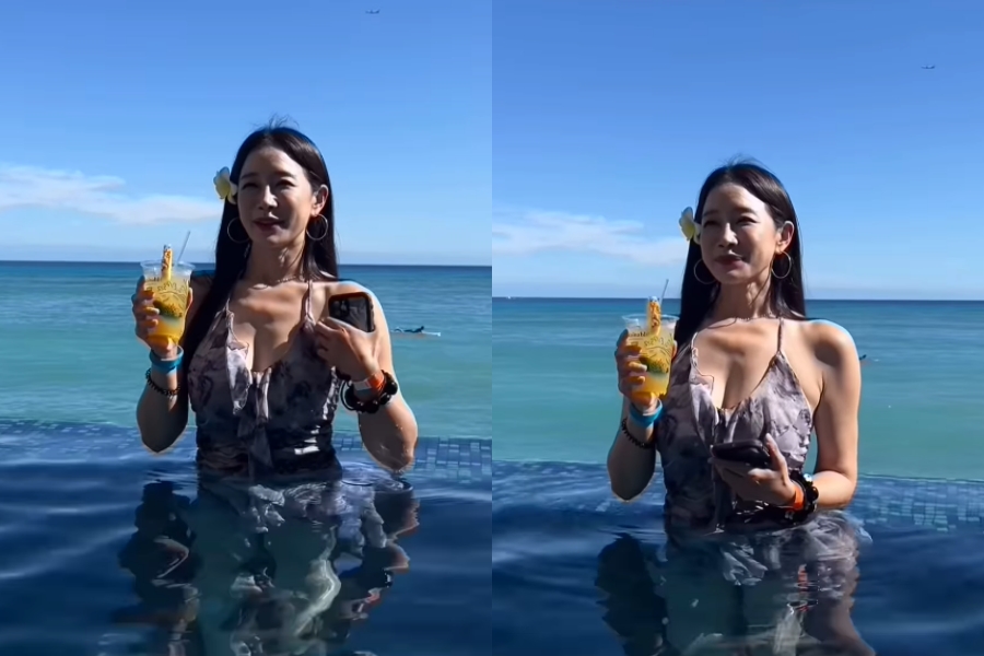 '45세' 김하영, 청순 모노키니핏? 깊은 골에 시선 강탈…