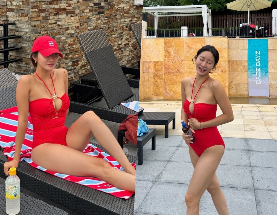 '돌싱' 한그루, 가슴 뻥 뚫린 파격 수영복의 핫보디…경수진 