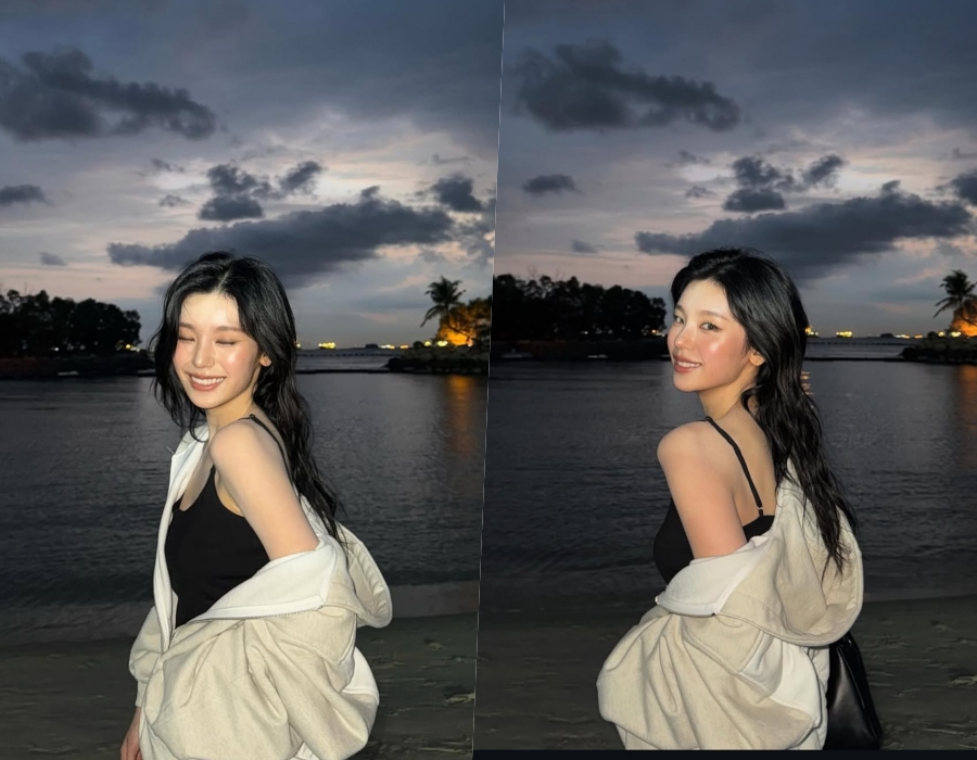 있지 예지, 내려간 상의에 부각된 아찔한 어깨라인…석양 아래 물든 청순美