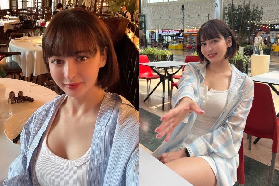 구잘, 단추 살짝 푼 톱에 담긴 아찔 볼륨감…누구랑 여행하길래 눈에서 꿀이