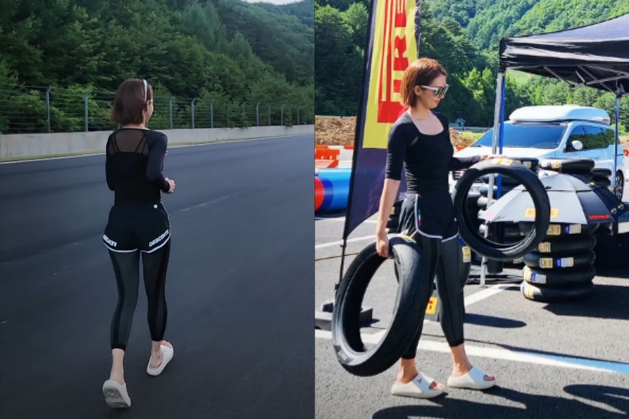 '돌싱' 오정연, 트랙 위 달리는 건강美 여신…탄탄 레깅스 핏에 눈길