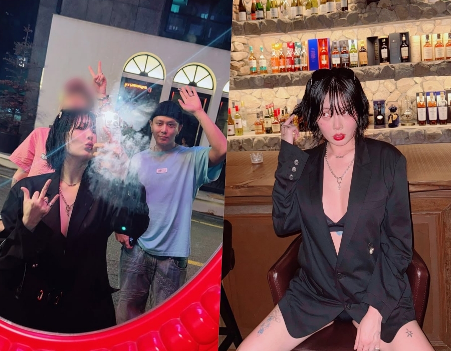 현아, '♥용준형' 옆 너무나 과감한 노출…파격룩 입고 밤 거리