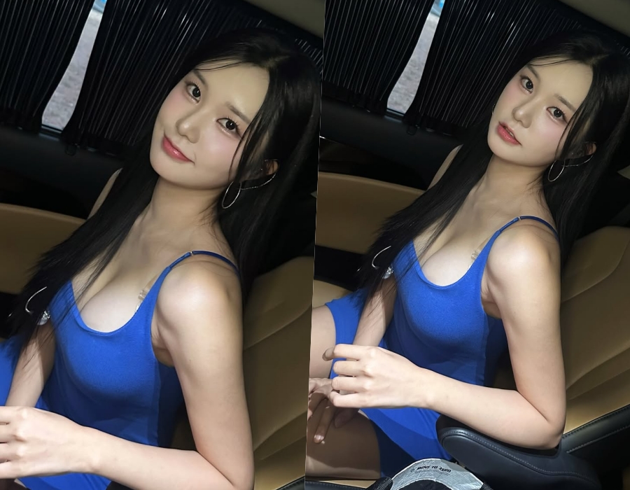 강승연, 시선 끄는 초밀착 블루 드레스…'베이글녀' 자태의 관능적 무드