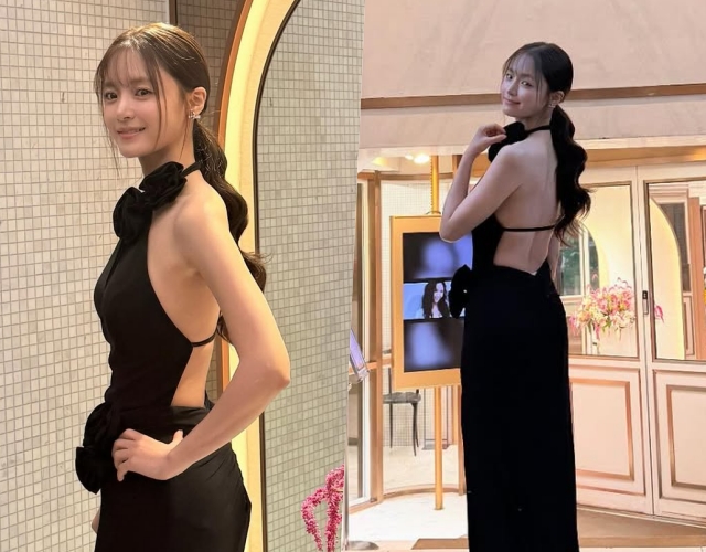 고보결, 등에는 끈 하나 뿐…파격적인 시상 드레스 포착 