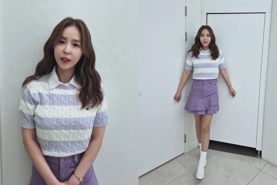 '문원♥' 신지, 결혼 앞두고 비주얼 물올랐네…11자 학다리에 러블리 인형 미모