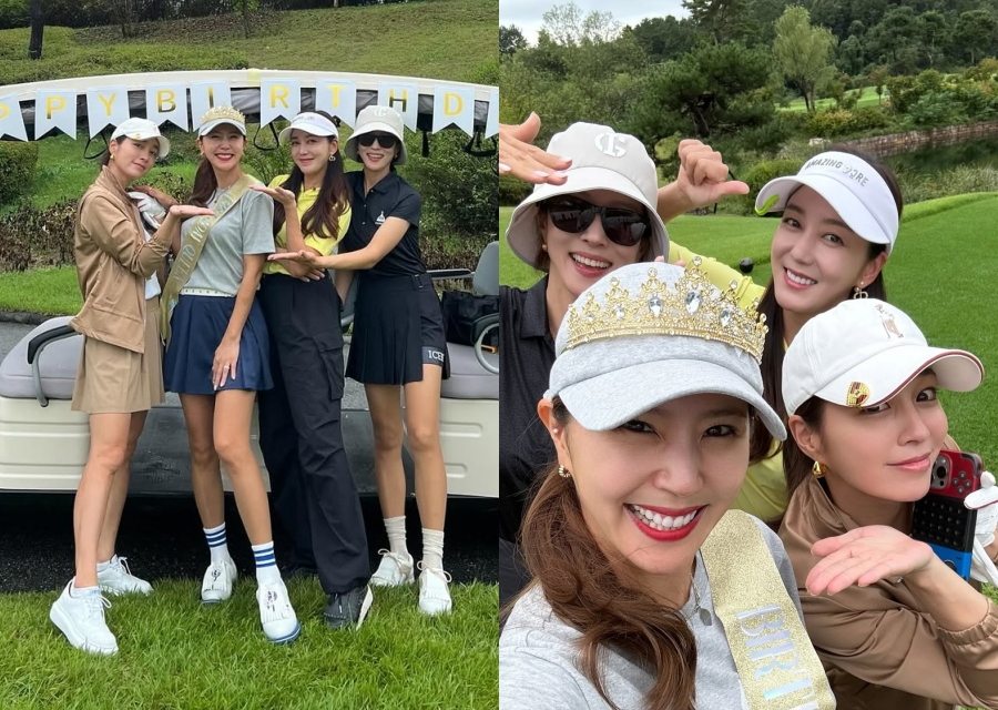 이민정, '주영훈♥' 이윤미랑도 친했나? 왕빛나·이소연까지 미녀 4총사 골프 생파