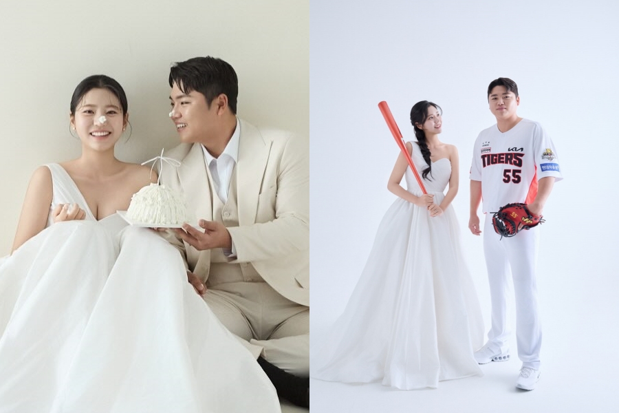 기아 한준수, ♥김이서 치어리더와 결혼 발표…웨딩화보 속 달달 투샷