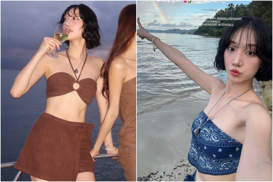 '걸그룹 출신' 김민경, 가슴 중앙 뻥 뚫린 비키니핏…요트 위 초슬렌더