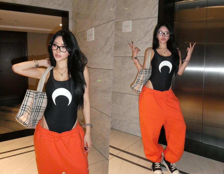 오죠갱 우와, 수영복을 상의로 활용했네…묵직한 볼륨감 뽐내는 글래머 자태