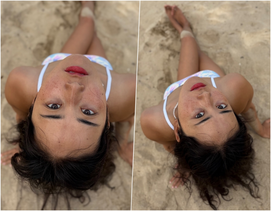 허가윤, 주근깨는 눈에도 안 들어와…볼륨감 돋보이는 해변 위 수영복 자태