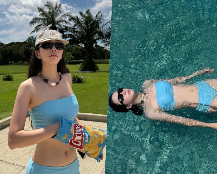 '걸그룹 출신' 조아영, 비키니 수영복 입고 감자칩 못참지…방콕 포착