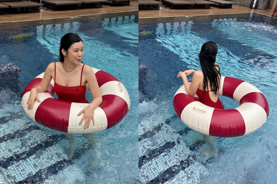 린, 레드 모노키니 입은 섹시 돌싱…물속에서도 도드라진 각선미