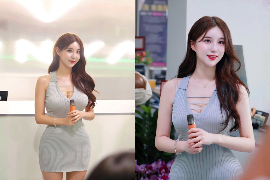 김현영 치어리더, 비현실적 대문자 S라인…확 파인 원피스 사이 아찔한 노출