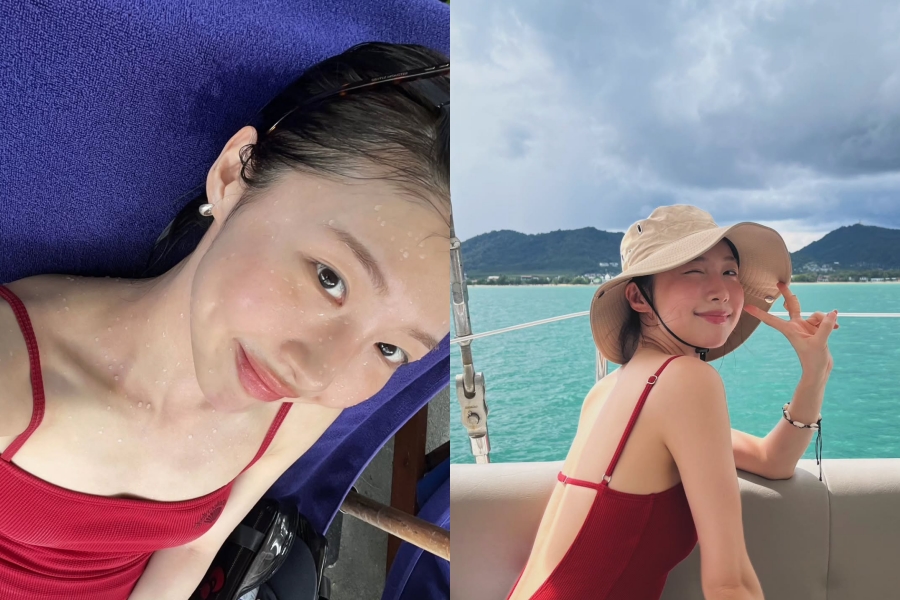 주현영, 레드 컬러 수영복에 핫한 비주얼 완성…물에 젖어 촉촉한 미모