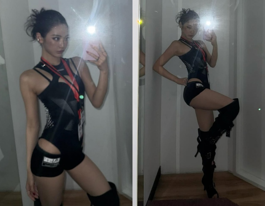 닝닝, 수영복인 줄 '파격 패션'…거울 터질 듯한 '쇠맛' 아우라 폭발