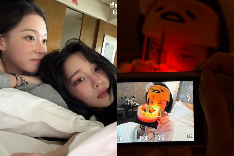 '정국 열애설' 에스파 윈터, 생일날 카리나 정수리 냄새 맡는 장난꾸러기