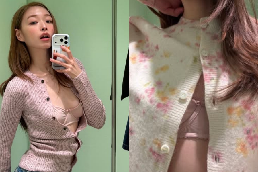 '변정수 딸' 유채원, 고의로 속옷 노출하는 초슬렌더…단추 확 풀고 도발