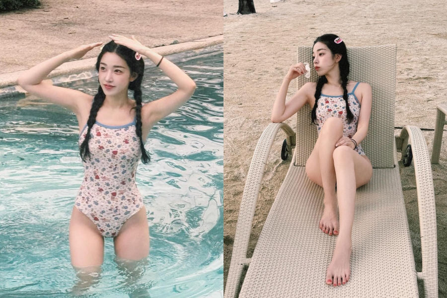 '려욱♥' 아리, 골반 이렇게 예뻤나…물의 요정 청순 슬렌더