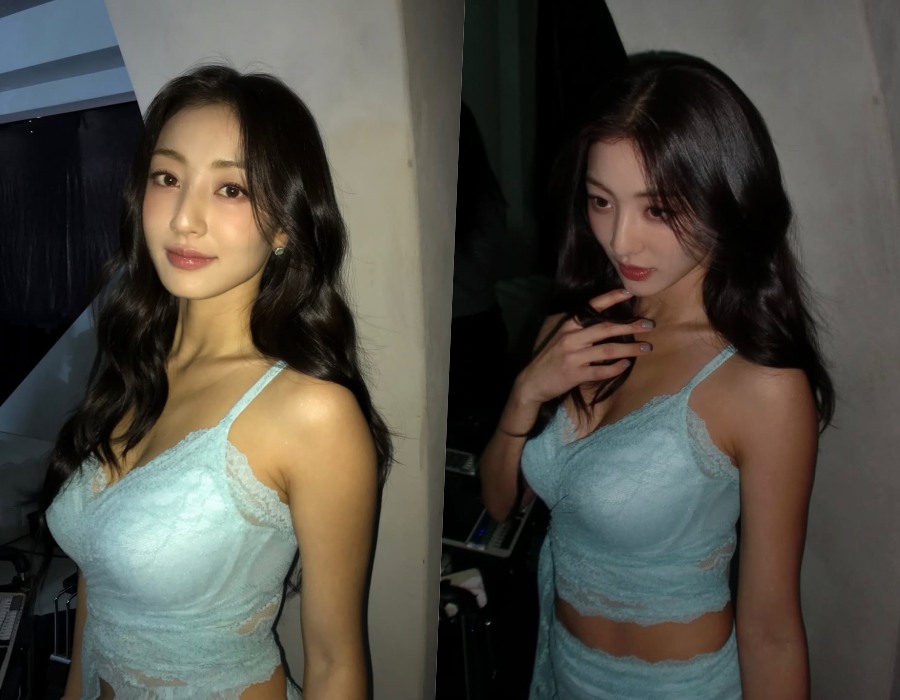 지효, 언더웨어 화보 촬영 현장 공개…묵직한 볼륨감의 '비너스'