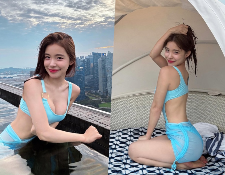 '국내 최초 해외 진출' 치어리더, 청량 비키니 자태…과즙미 팡팡 터지는 글래머