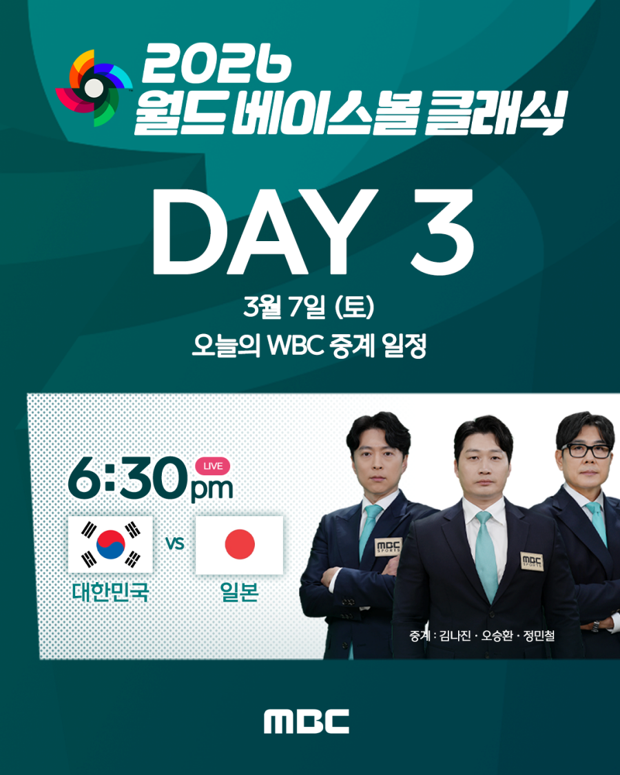 야구 한일전…한국vs일본, WBC 1라운드 오늘(7일) 6시 30분 생중계