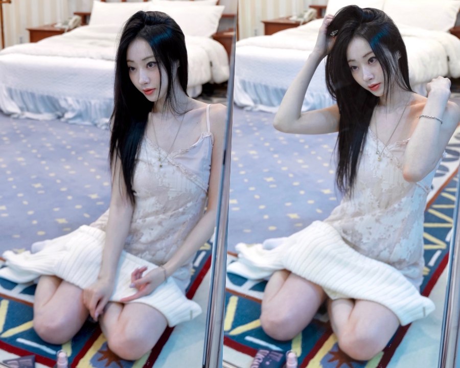 “슬립 한 장에 끝”…경리, 침대 앞에서 드러난 아찔한 분위기