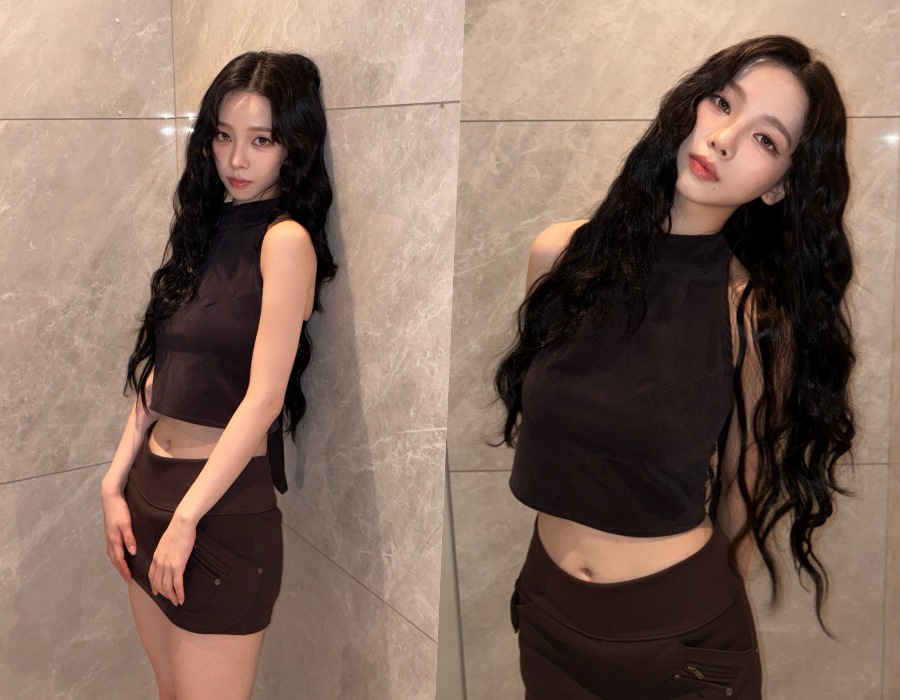 에스파 카리나, 초밀착 미니룩에 드러난 압도적 비율…AI 넘어서는 미모