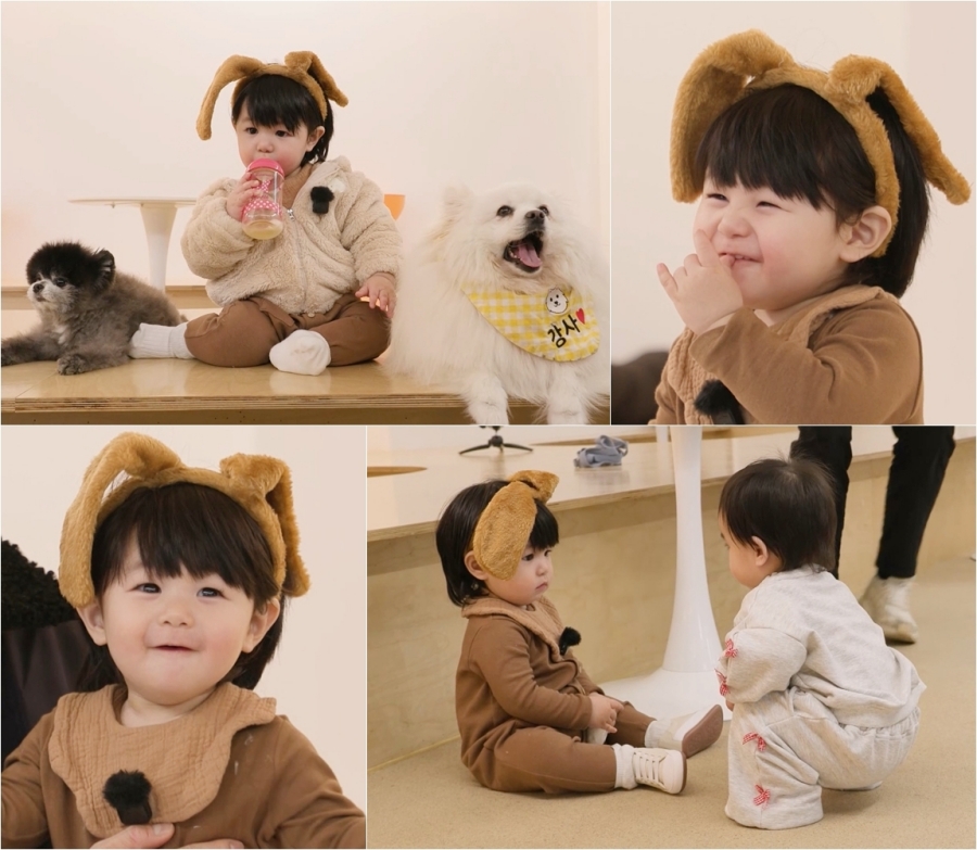 '심형탁 子' 하루, 강아지들 사이 귀염뽀짝 미모…인생 첫 여친에 눈웃음 작렬 (슈돌)