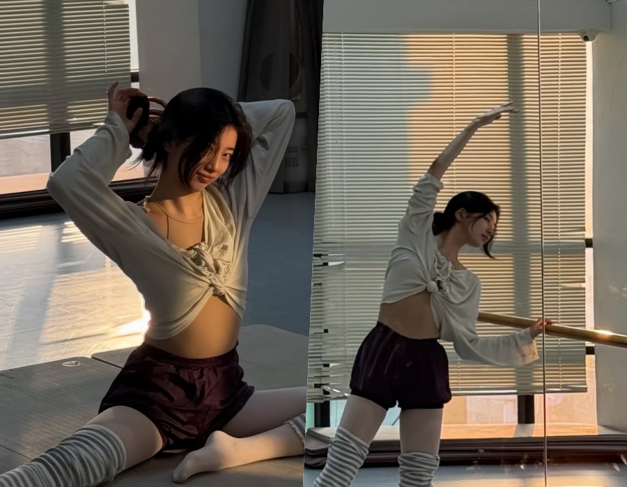 수지, 여전한 발레 여신…한 줌 허리 드러낸 착장에 