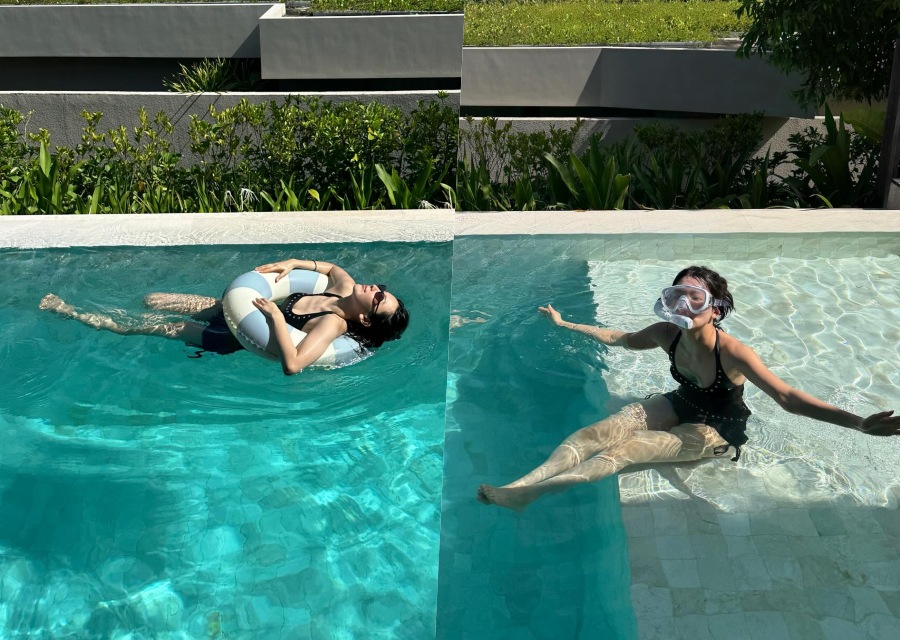 슬기, 블랙 스윔웨어에 물만난 장꾸미…수영장→휴양지 일상 공개