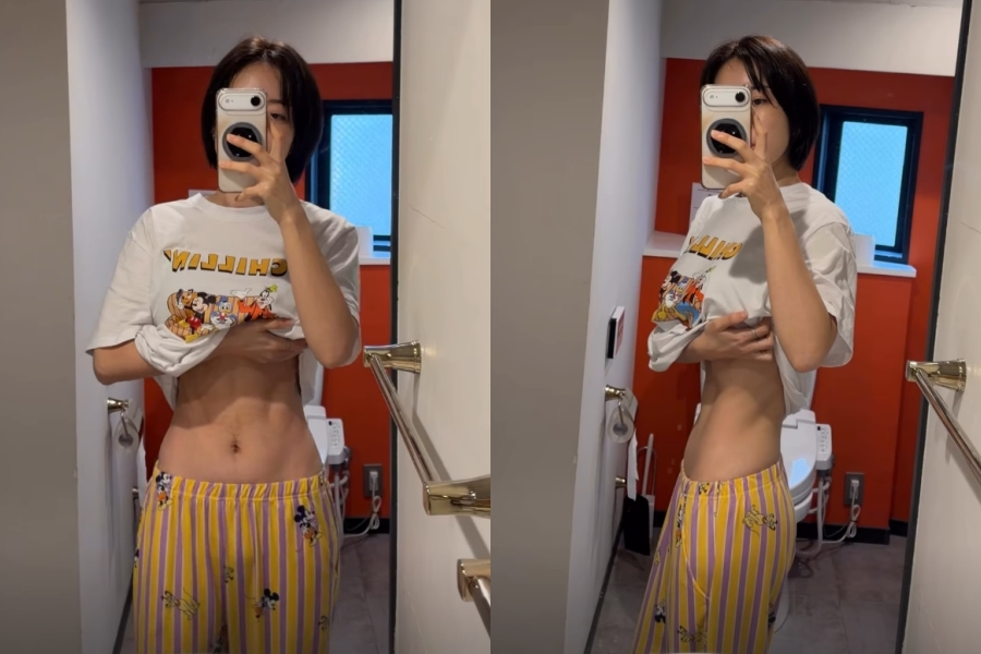 '애셋맘' 이소라, 폭식해도 선명한 식스팩…