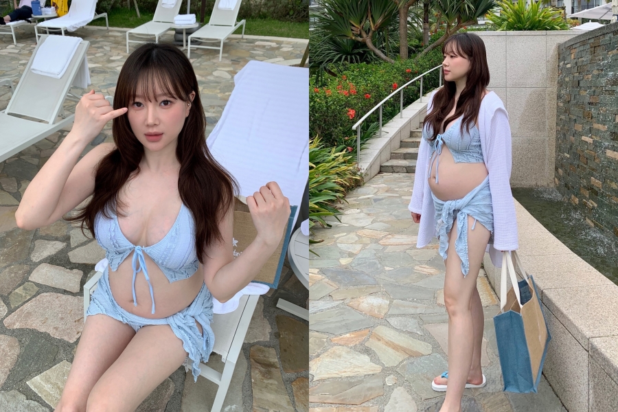 만삭 D라인 비키니핏 공개했는데 각선미 여전한 전 걸그룹 멤버…